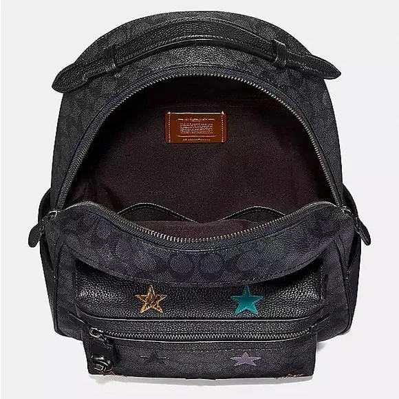 Coach Campus Backpack In Signature Canvas With Star Applique & Snakeskin Detail - Picture 3 of 16